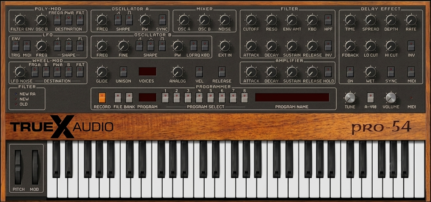 Pro-54 polyphonic synthesiser interface